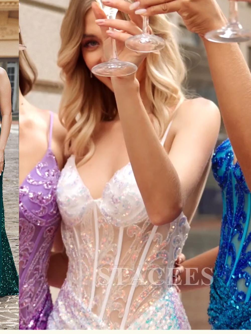 Stacees iridescent Sequin Mermaid Fairy Corset Sleeveless Thigh Slit Size 12 - Picture 10 of 15